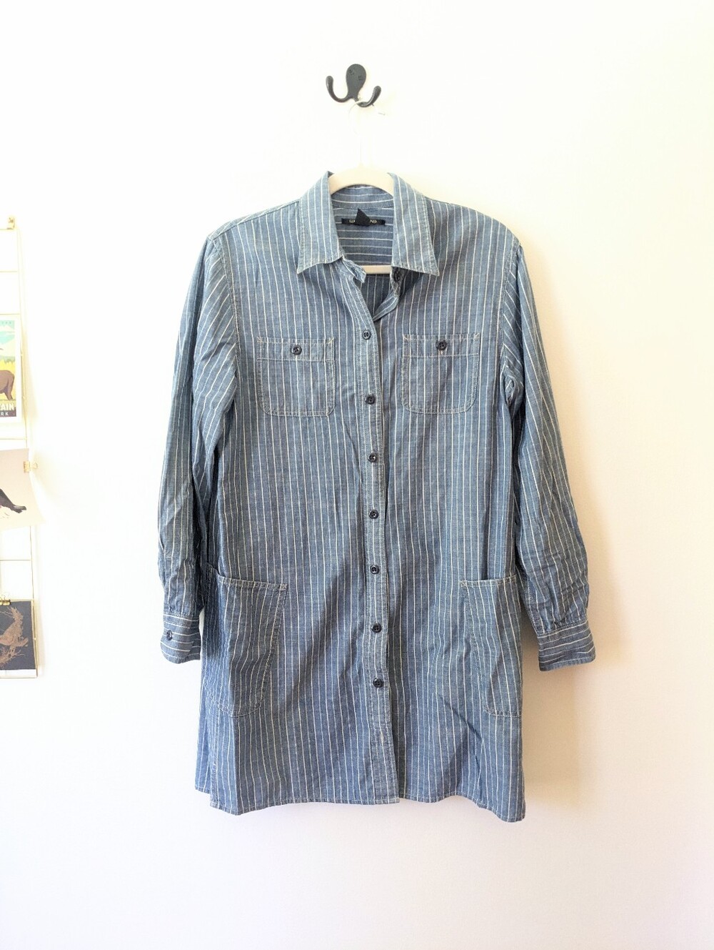 Lucky Brand 100% Cotton Railroad Stripe Shacket Chore Coat